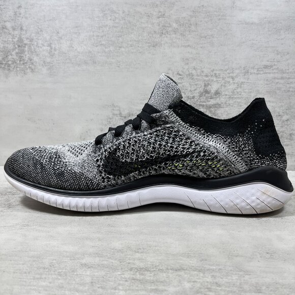 Nike Free RN Flyknit 2018 Running Shoes - Men's Size 12 - Oreo Black White - Picture 5 of 10